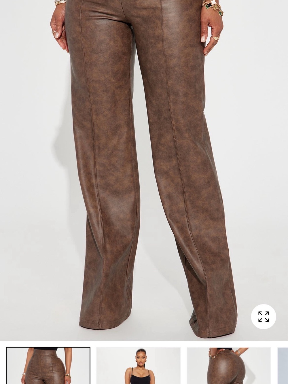 Fashion Nova Leather pants! NWT Women’s Faux Suede Wide-Leg Pants - Brown